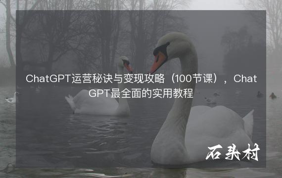 ChatGPT运营秘诀与变现攻略（100节课），ChatGPT最全面的实用教程