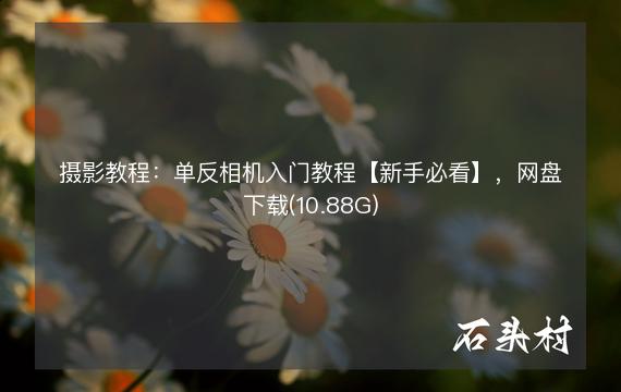 摄影教程：单反相机入门教程【新手必看】，网盘下载(10.88G)