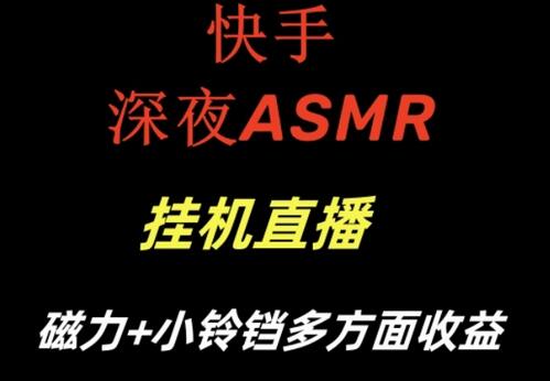 快手深夜ASMR挂机直播，磁力+小铃铛收益（附带工具和5G素材）