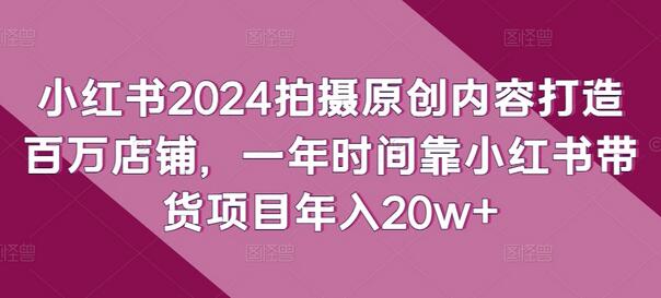 小红书2024拍摄原创内容打造百万店铺，一年时间靠小红书带货项目年入20w+